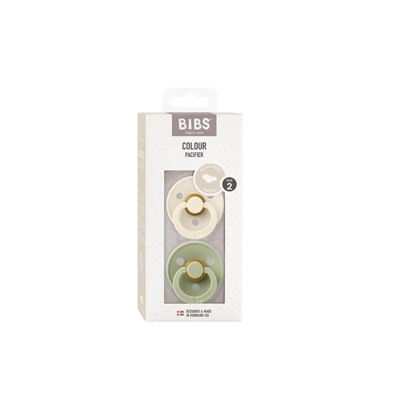 BIBS 2 Sucettes Couleur Anatomique Ivoire/Sage 6/18 Mois