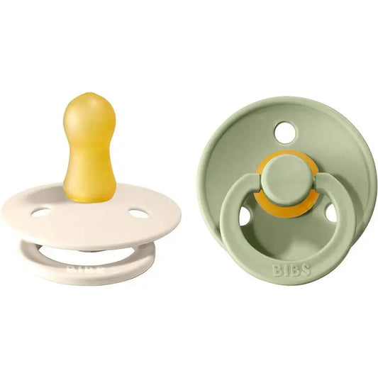 BIBS 2 Soothers Colour Round Ivory/Sage 0/6 Months