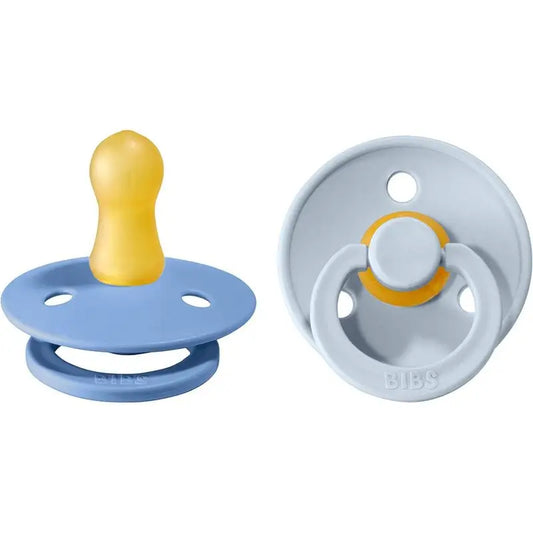 BIBS 2 Pacifiers Colour Round Sky Blue/Baby Blue 0/6 Months
