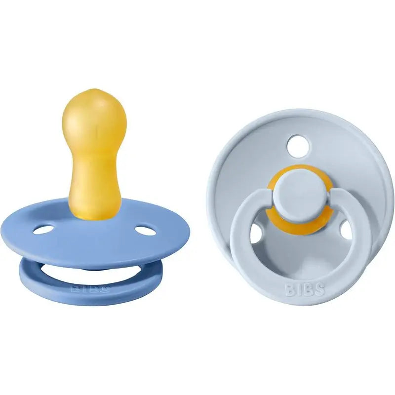BIBS 2 Pacifiers Colour Round Sky Blue/Baby Blue 6/18 Months
