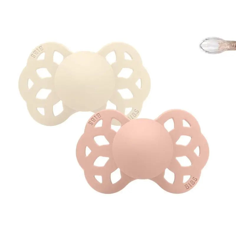 BIBS 2 Pacifiers Infinity Symmetrical Ivory/Blush 0/6 Months