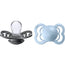 BIBS 2 Soothers Supreme Iron/Baby Blue Silicone 0/6 Months