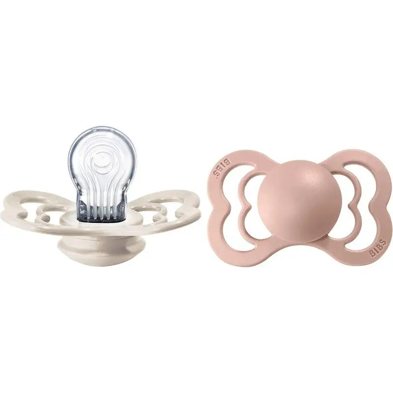 BIBS 2 Soothers Supreme Ivory/Dusky Blush Silicone 6/18 Months