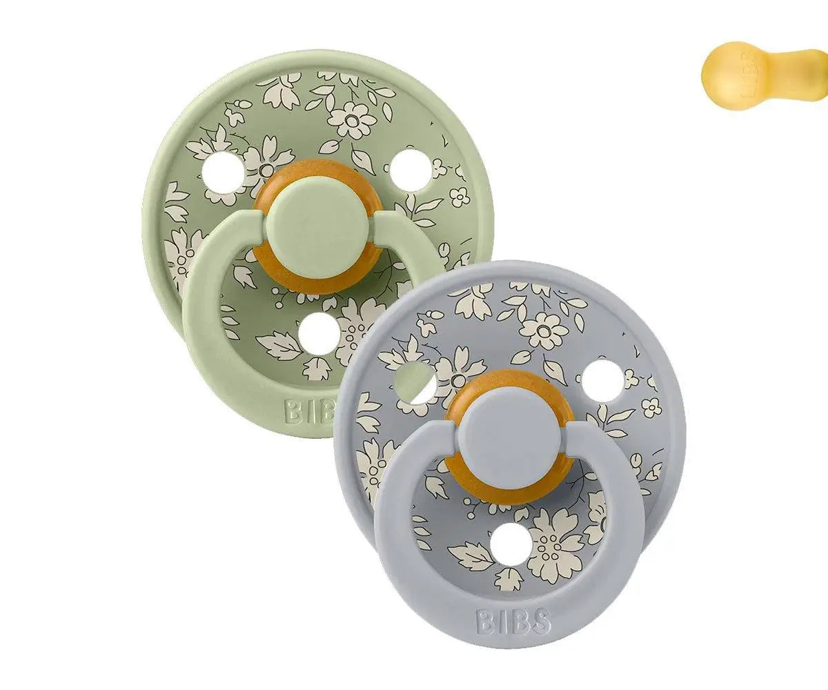 Bibs Liberty 2 Pacifiers Colour Round Capel Sage Mix 6-18 M