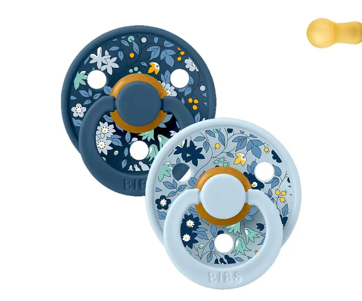 Bibs Liberty 2 Pacifiers Colour Round Chamomile Lawn Baby Blue Mix 6-18 M