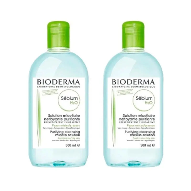 BIODERMA Duplo Sebium H2O Micellar Water, 2x500 ml