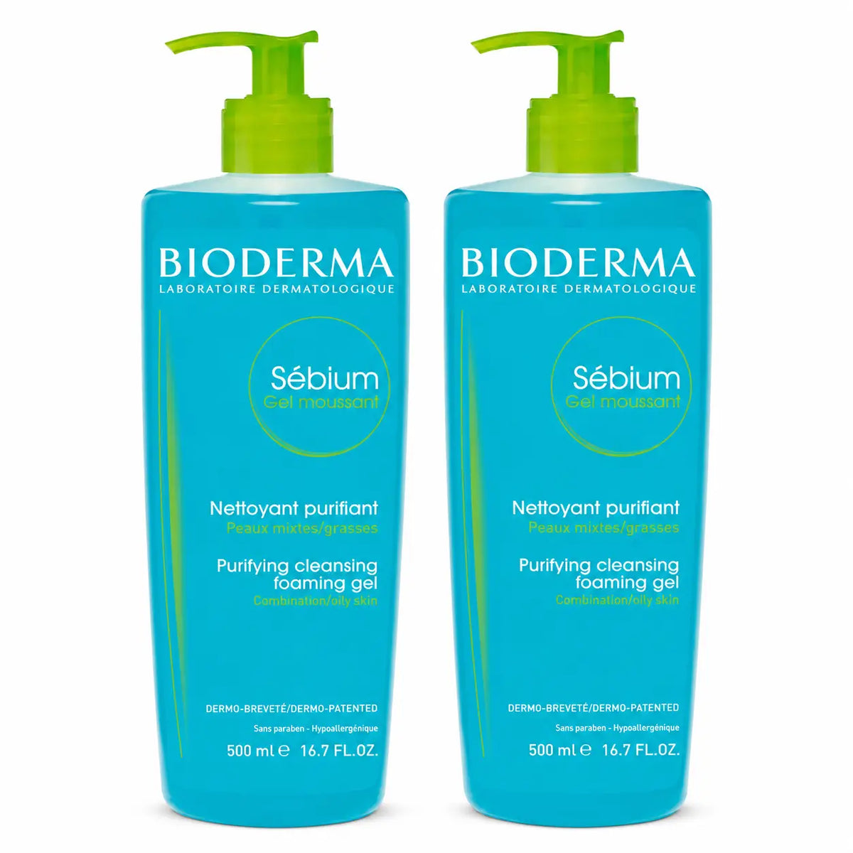 Bioderma Sebium Gel moussant purifiant 500 ml, lot de 2