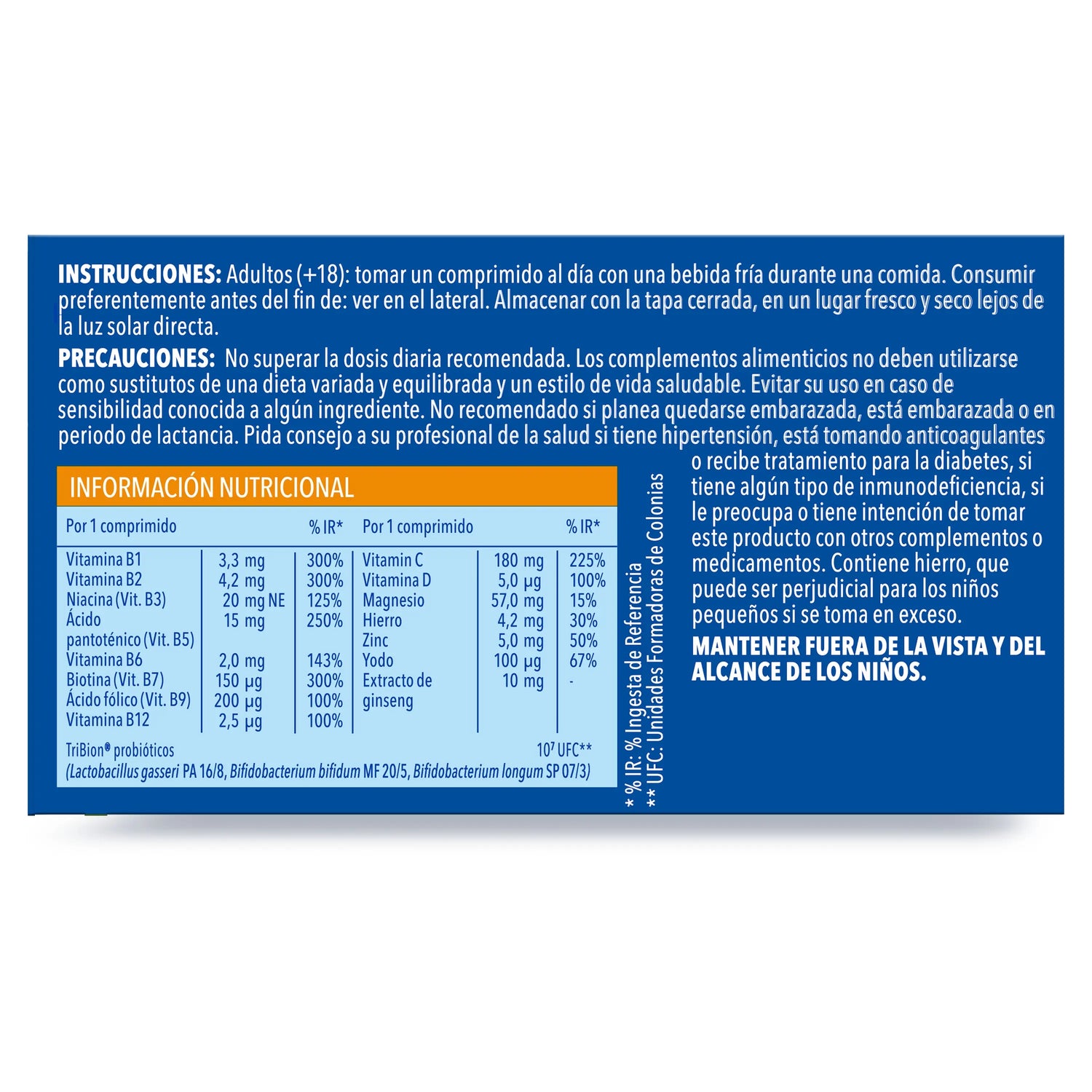 Bion3 Energy Comprimés multivitaminés avec probiotiques, vitamine B12, C et magnésium