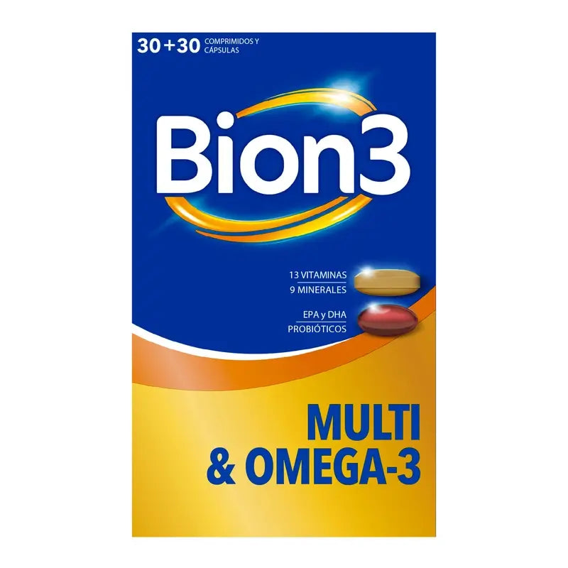 Bion3 Multi & Omega-3 Avec Probiotiques, 60 gélules