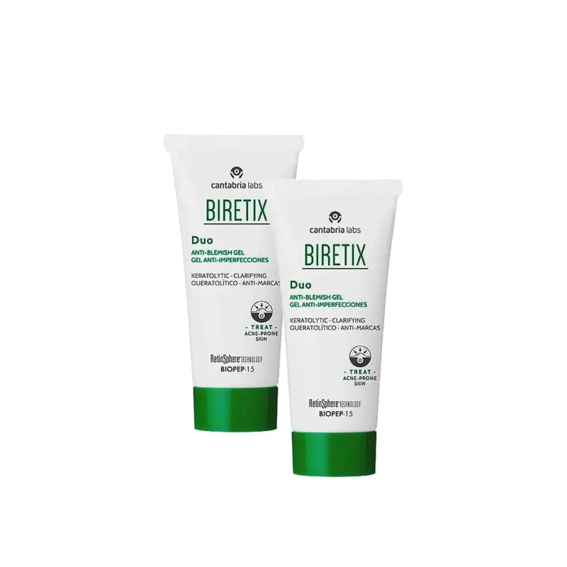 BIRETIX Duo Gel anti-imperfections, lot de 2 x 30 ml