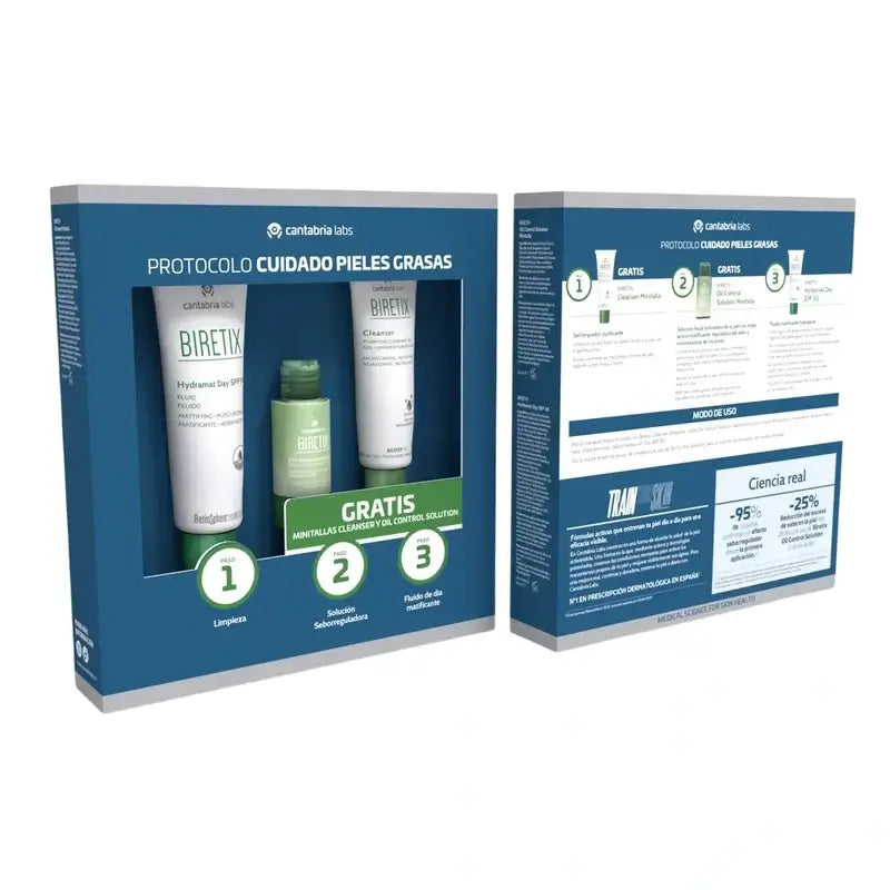 Biretix Oily Skin Care Protocol Dermatological Pack. 2 Mini-Gift Towels