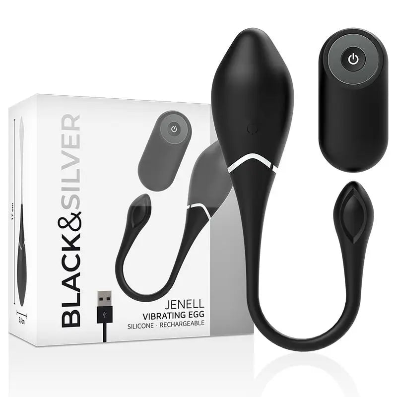 Oeuf vibrant rechargeable Jenell noir et argent