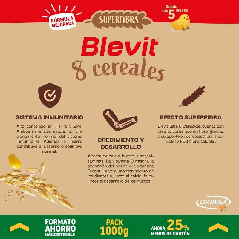 Blevit Alimentation Infantile Superfibre 8 Céréales Format Economique, 1000 g