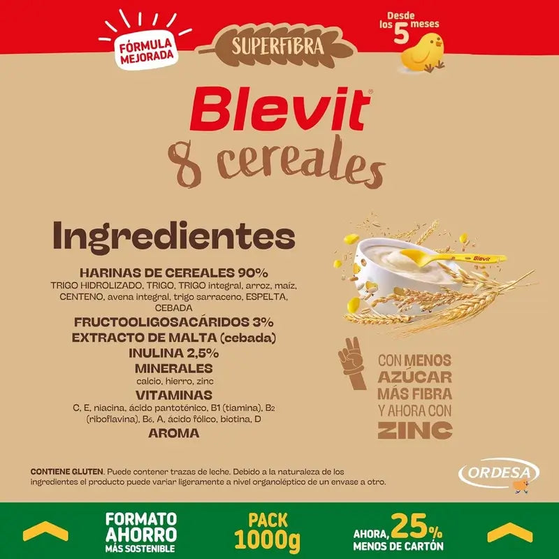 Blevit Alimentation Infantile Superfibre 8 Céréales Format Economique, 1000 g