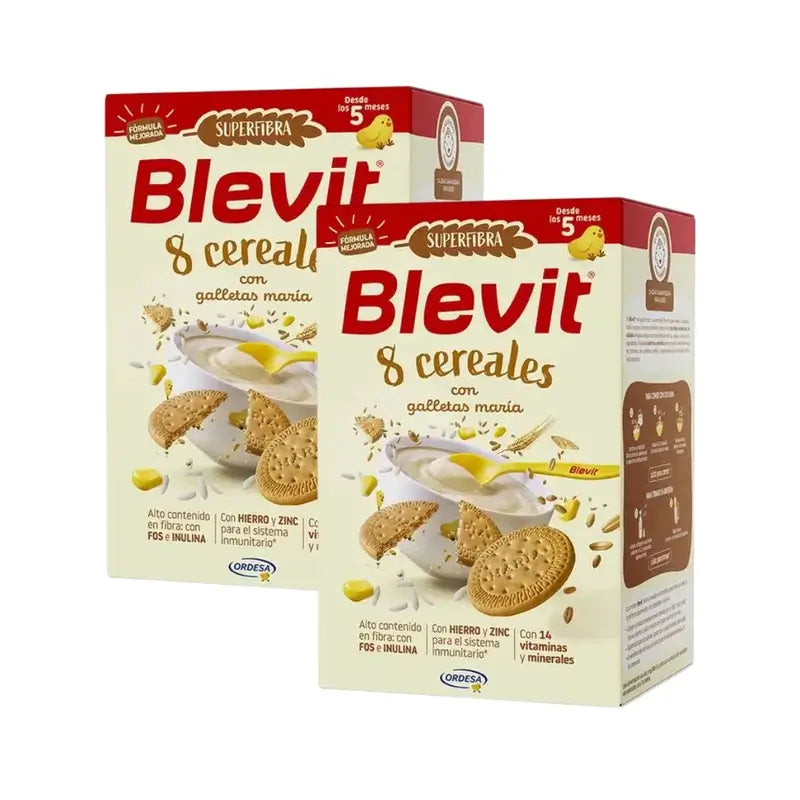 Blevit Baby Food Superfibra 8 Cereals & Biscuit, 2X500 Grs