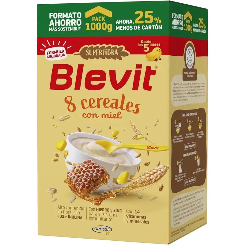 Blevit Baby Food Superfibre 8 Cereals & Honey, 1000 grs.
