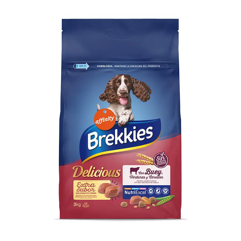 Brekkies Canine Adult Delicious Beef Delicious, 3 kg, dog food
