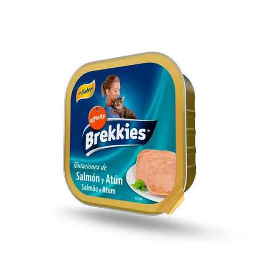 Brekkies - Nourriture humide pour chat, barquette au saumon et au thon, 100 g