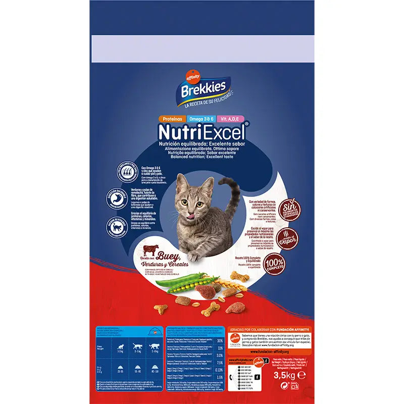 Brekkies Excel Feline Adult Beef, 3,5 kg, nourriture pour chats