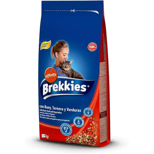 Brekkies - Croquettes pour chat au bœuf, 15 kg