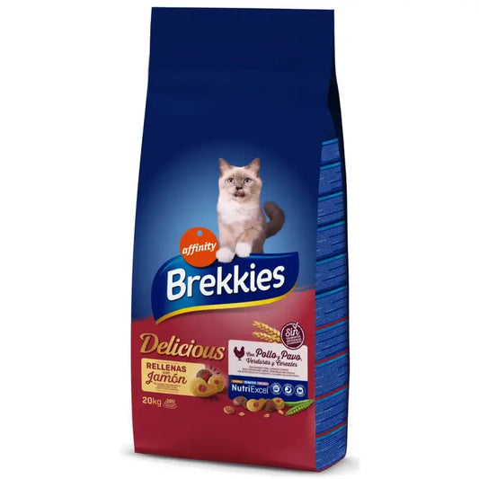 Brekkies - Croquettes pour chat « Delicious » aux volailles, 20 kg