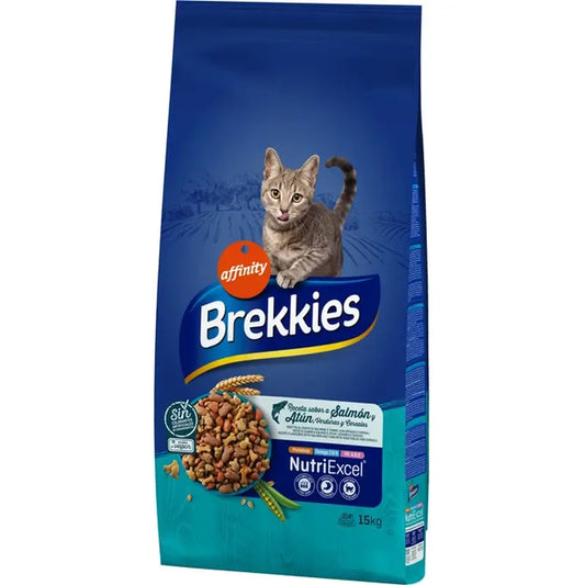 Brekkies - Croquettes pour chat, recette au saumon, 15 kg