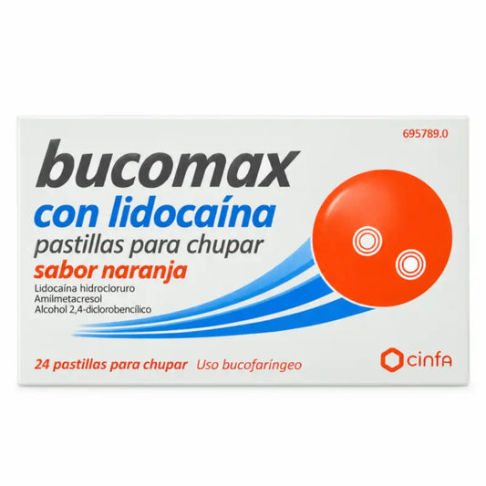 Bucomax Lidocaine Orange Flavour 24 pastilles