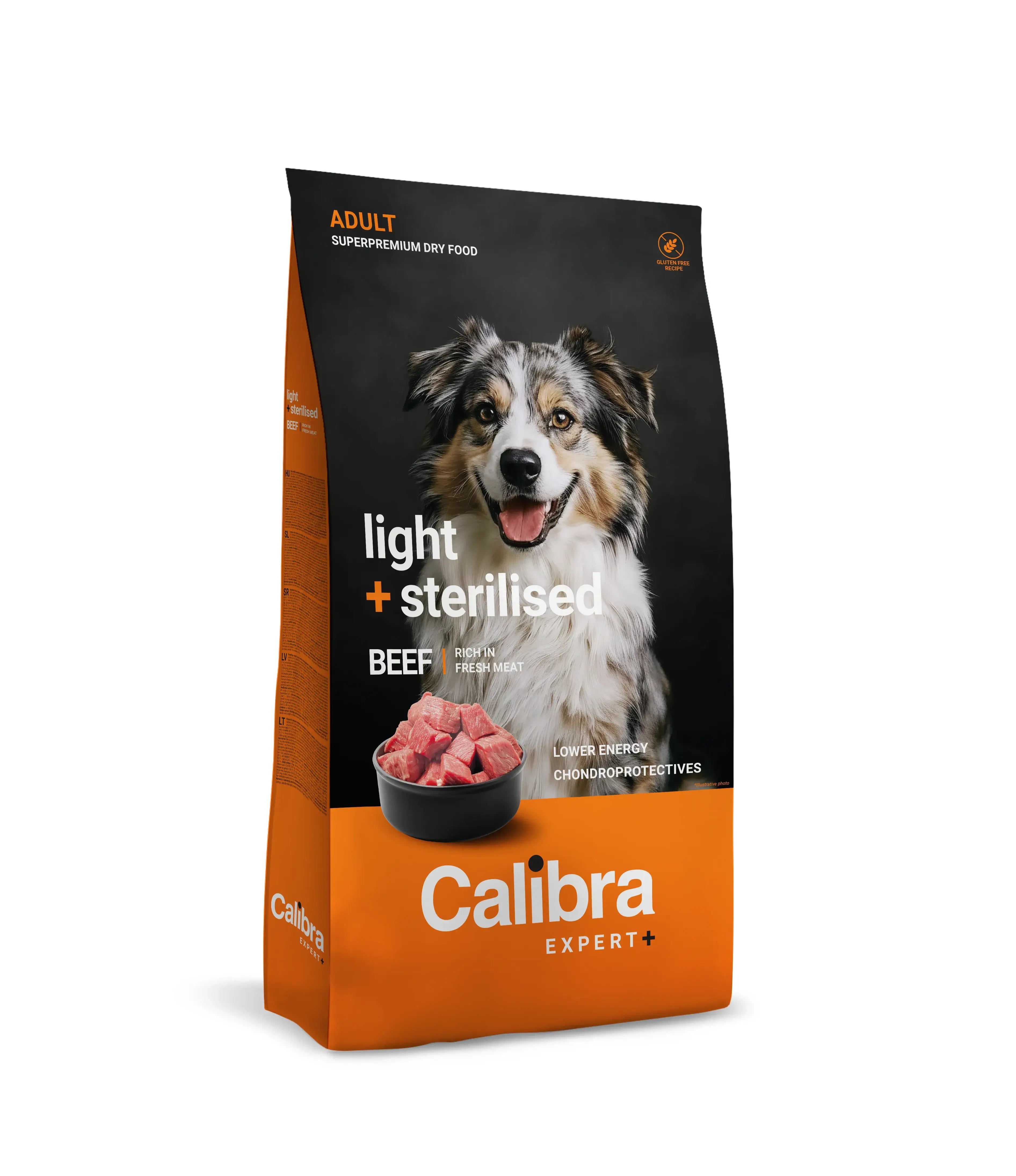 Calibra Dog Expert+ Adulte Light & Sterilised Beef Feed 12Kg