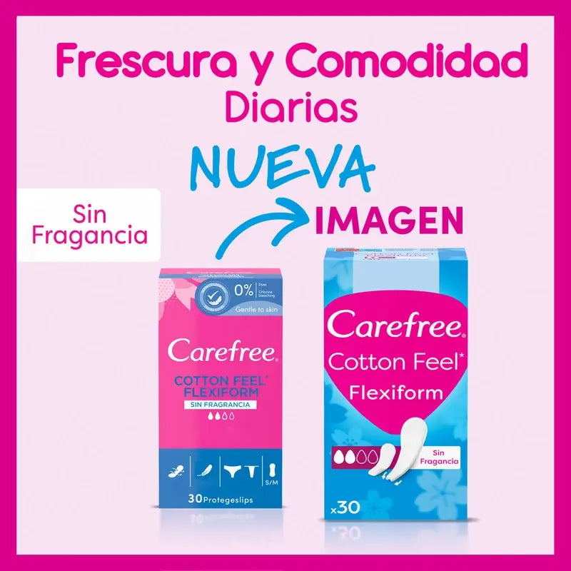 Carefree Cotton Flexiform Protège-slip absorbant non parfumé, 30 unités