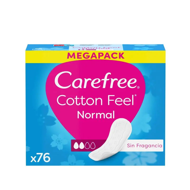 Carefree Cotton Panty Liners Fragrance Free, Breathable Cotton Panty Liner Fresh & Soft Feel, 76 pcs.