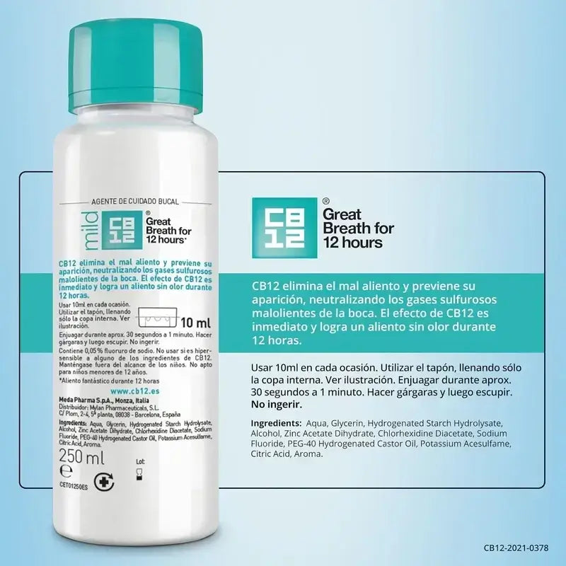 CB12 Rince-bouche contre l'halitose, saveur menthe douce, 250ml