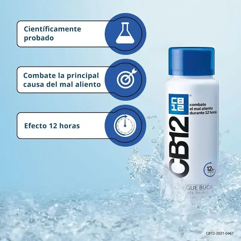 Cb12 Bain de bouche à la menthe Bain de bouche contre l'halitose aromatisé à la menthe, 2X250 Ml