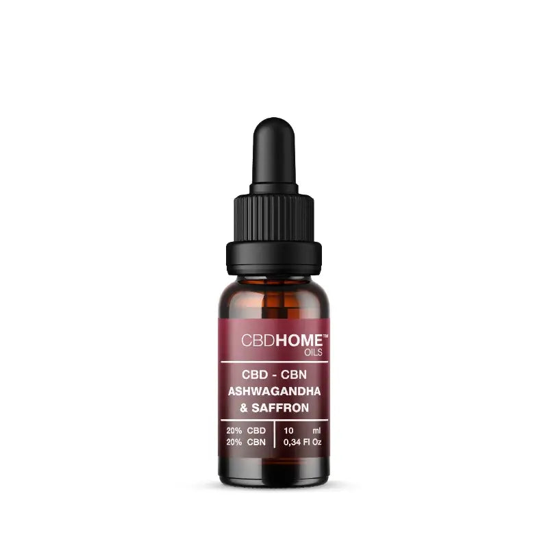 CBD HOME Huile de CBD 20 % + CBC 20 % + Ashwagandha + Safran, 10 ml