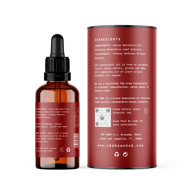 CBD Home Huile de CBD 20% avec Ashwagandha + Safran, 30 ml