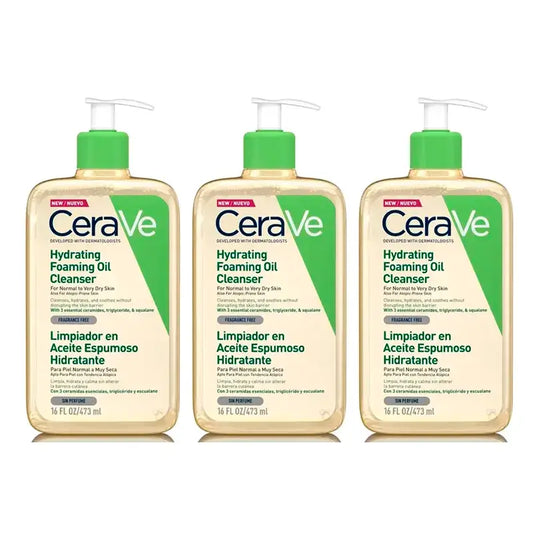 CeraVe Moisturising Foaming Cleansing Oil, Pack 3 x 473 ml