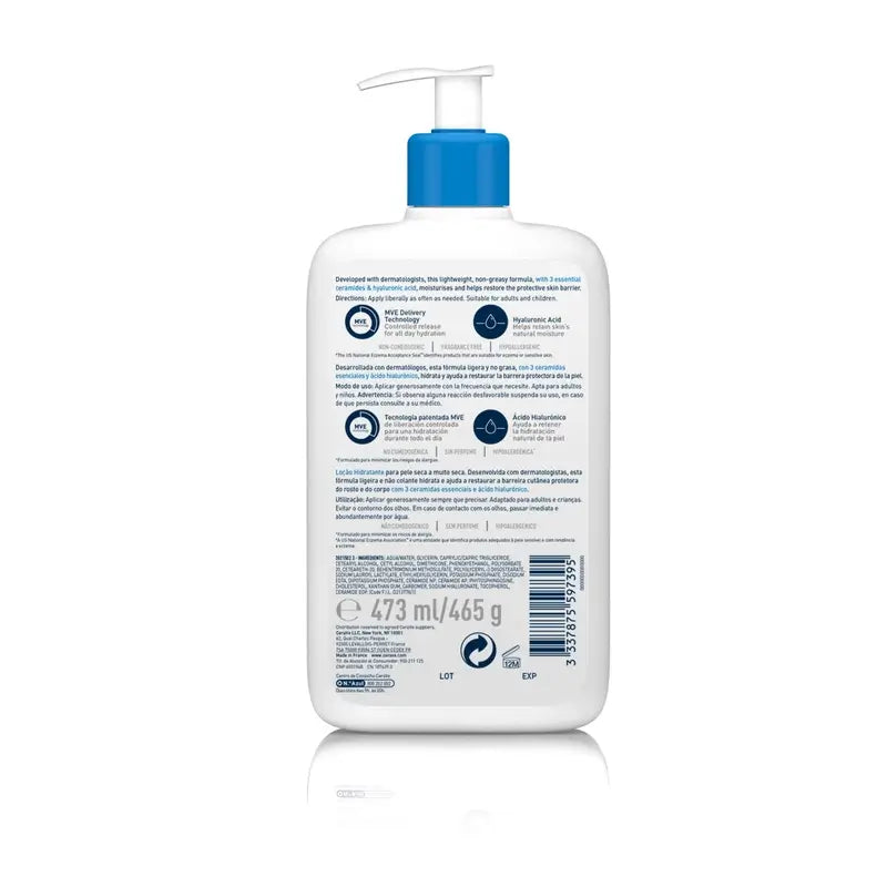 CeraVe Lotion hydratante pour peau sèche ou très sèche, 473 ml