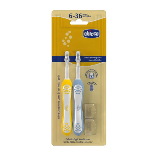 Chicco Bipack Toothbrush Indigo& Mustard 6-36M
