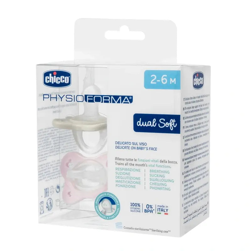 Chicco Physioforma Sucette en Silicone Douce Rose 2-6M 2 Unités