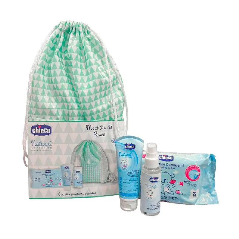 Chicco Natural Sensation Backpack Wipes 72 pcs + 4 in 1 Soothing Toothpaste 100 ml + Scented Water 100 ml