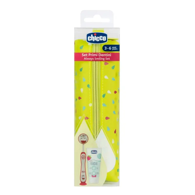 Ensemble dentaire Chicco Hippo Rose Bleu 36M+