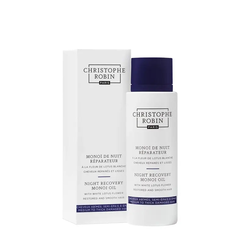 Christophe Robin Huile de récupération nocturne au monoï et à la fleur de lotus blanc (cheveux fins à normaux) , 96 ml