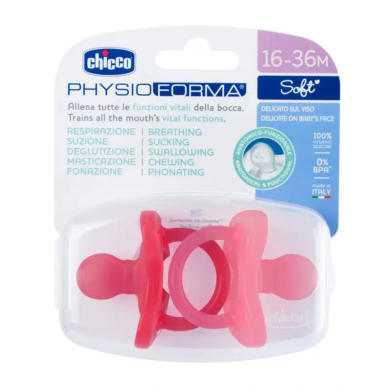 Chicco Sucette Physio Soft Pink Todogoma +12 Mois, Pack 2 unités
