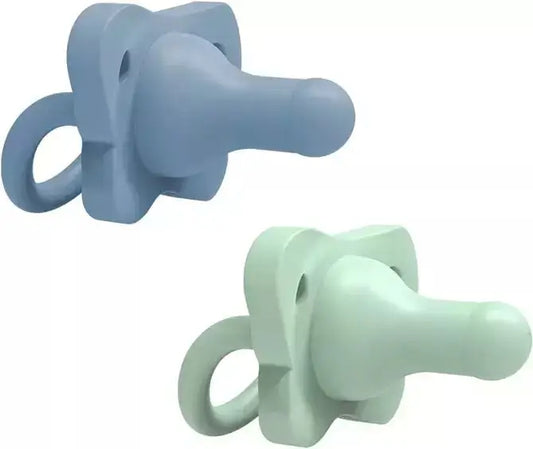 Silicone Pacifier 1 piece pack 2 Blue and Green HappyPaci
