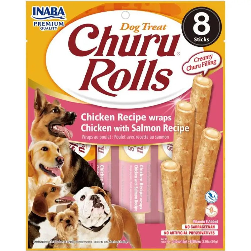 Churu Dog Rolls Chicken Recipe With Salmon Display 8X96Gr