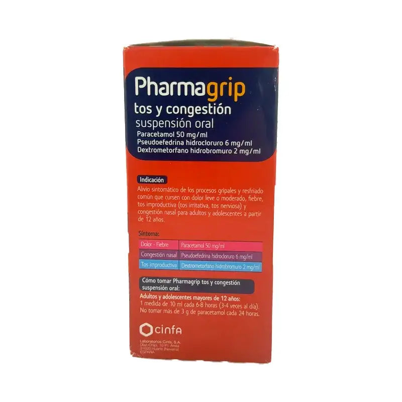 Pharmagrip Suspension orale contre la toux et la congestion, 125 ml