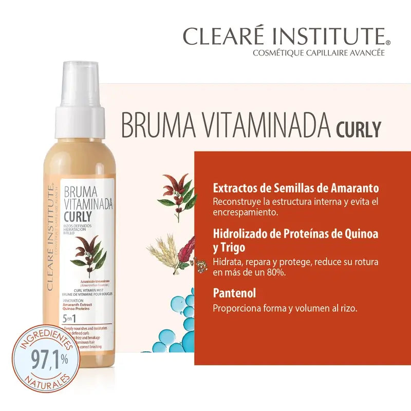 Clearé Institute Brume Vitaminée Anti-Frizz Cheveux Bouclés Méthode Bouclée 125 Ml