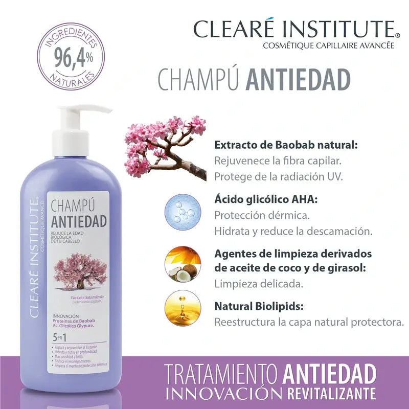 Clearé Institute Shampooing Redensifiant Anti-Age 400 Ml.