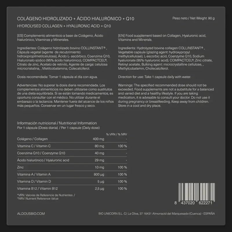 Aldous Labs Hydrolysed Collagen Peptiplus : 750 mg : 120 gélules
