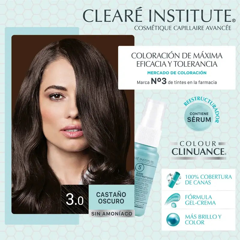 Clearé Institute Colour Clinuance Couleur permanente sans ammoniaque 3.0 Brun foncé