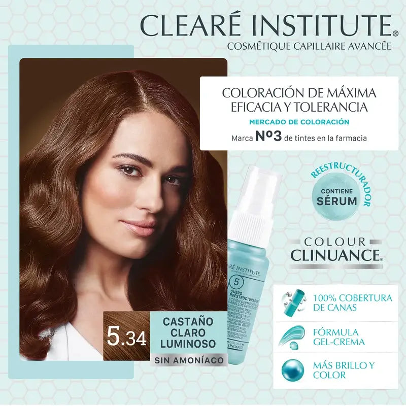 Clearé Institute Colour Clinuance Coloration permanente sans ammoniaque 5.34 Light Brown Luminous